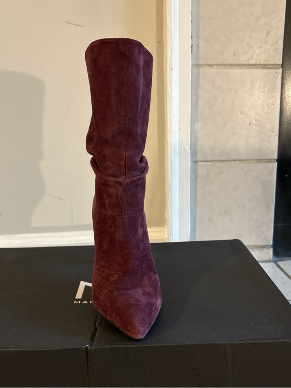 Marc Fisher Burgundy Suede Slouchy Knee Boot
